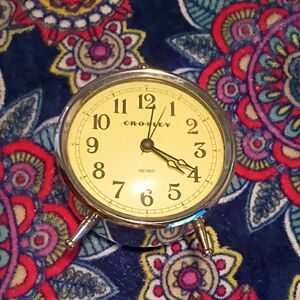 Crosley Yellow Dial Retro Analog Clock with Chrome Accents